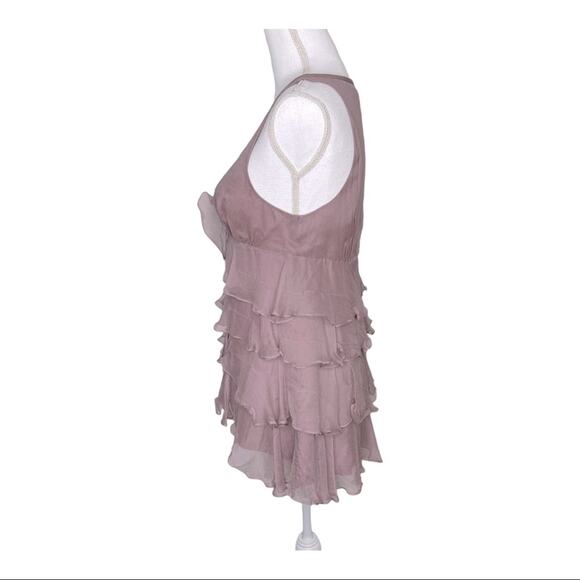 Elizabeth and James Purple Sleeveless Ruffle Silk Top Small - Picture 2 of 10